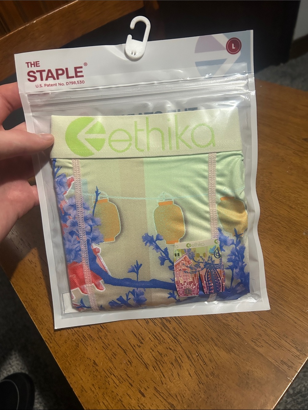 ethika Pastel Green Waistband Floral & Lantern Print Boxer Briefs- sz L